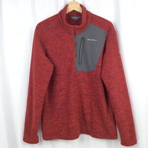 Eddie Bauer First Ascent 1/4 Zip Fleece Pullover Sweatshirt Mens Size Medium Red